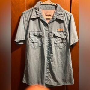 Columbia Ladies' Bahama Blue Short Sleeve Shirt Size XL